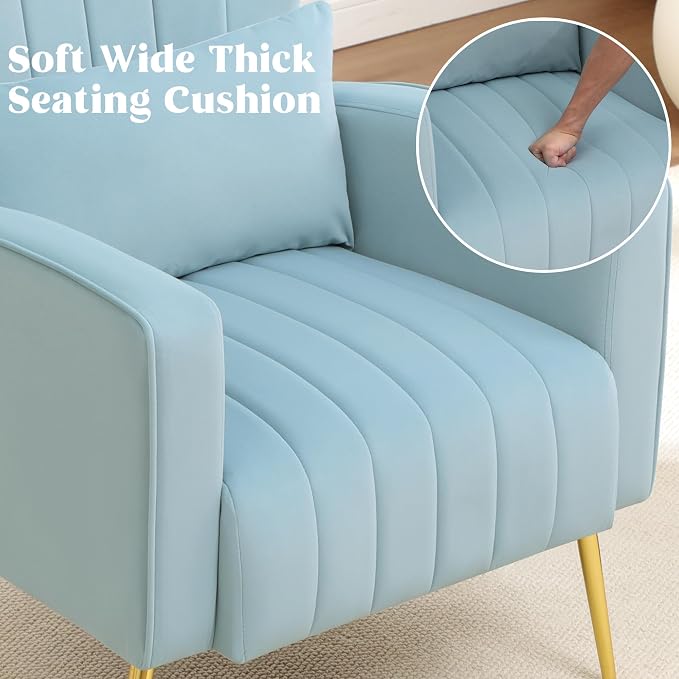Modern Accent Chairs Set of 2 Upholstered Living Room Chairs, High Back Arm - Image 7