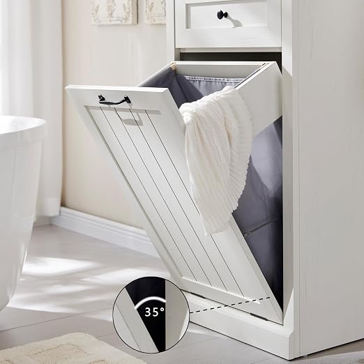IFGET Tilt Out Trash Can Cabinet, 10 Gallon Farmhouse Laundry Hamper Cabinet - Image 5