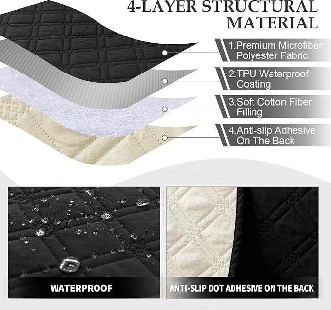Genina L Shape Couch Cover, Sectional Couch Chaise Covers, Waterproof Washable - Image 4