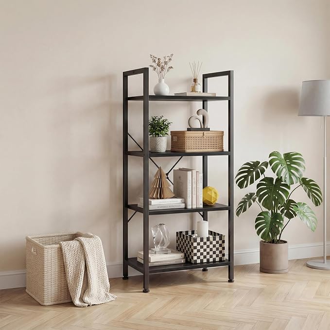DUMOS 4 Tiers Open Bookshelf, Classic Freestanding Tall Display Shelf, Sturdy - Image 2