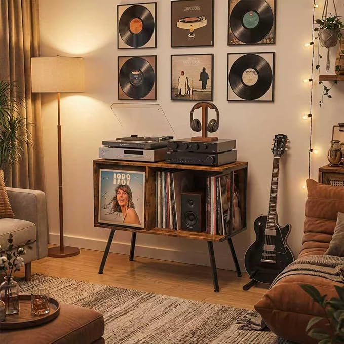 Faesun Flip Top Record Player Stand, Large Turntable Stand Holds up to 150+ - Image 6