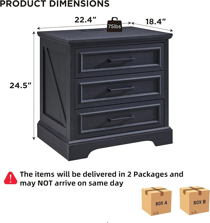 ACCOHOHO Farmhouse Nightstands Set of 2, 22 Inch Wide End Table - Image 3
