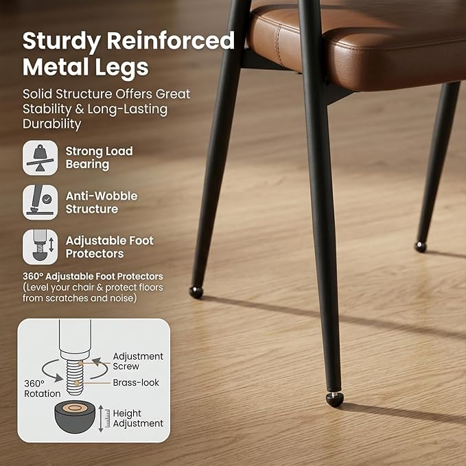 HNY Modern Dining Room Arm Chairs Set of 6, Retro Faux Leather Upholstered - Image 5