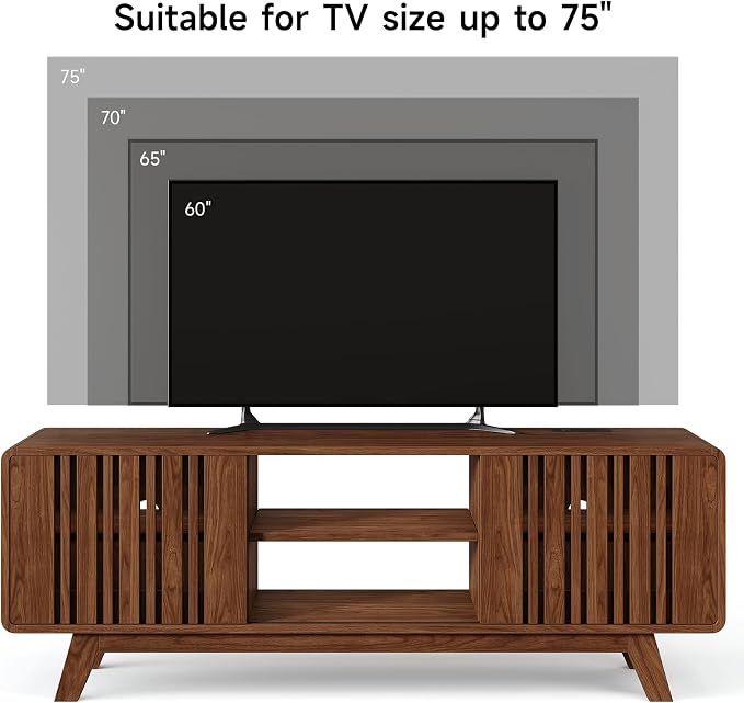 ONBRILL 63-Inch TV Stand for TVs up to 75 Inch, Mid-Century Modern Television - Image 6