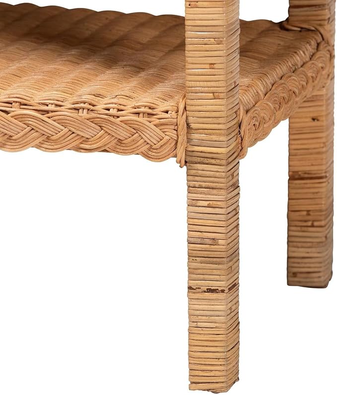 HomeStock Bohemian Side TableRattan & Wood Accent TableHoney Finish26 x 16 x 25 - Image 4
