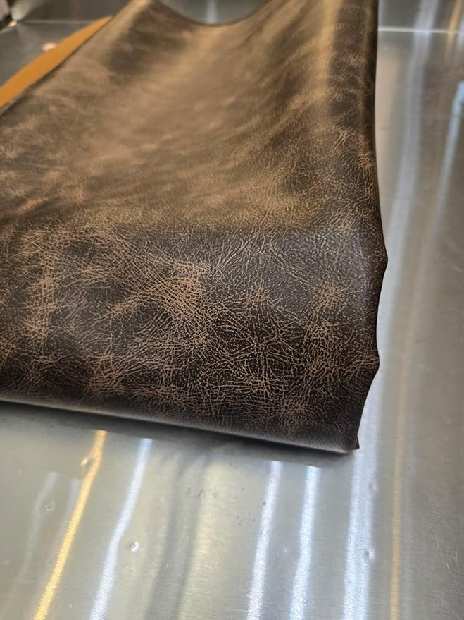Brown Vintage Distressed Soft Faux Leather Fabric PU Peta Approved Vegan - Image 2