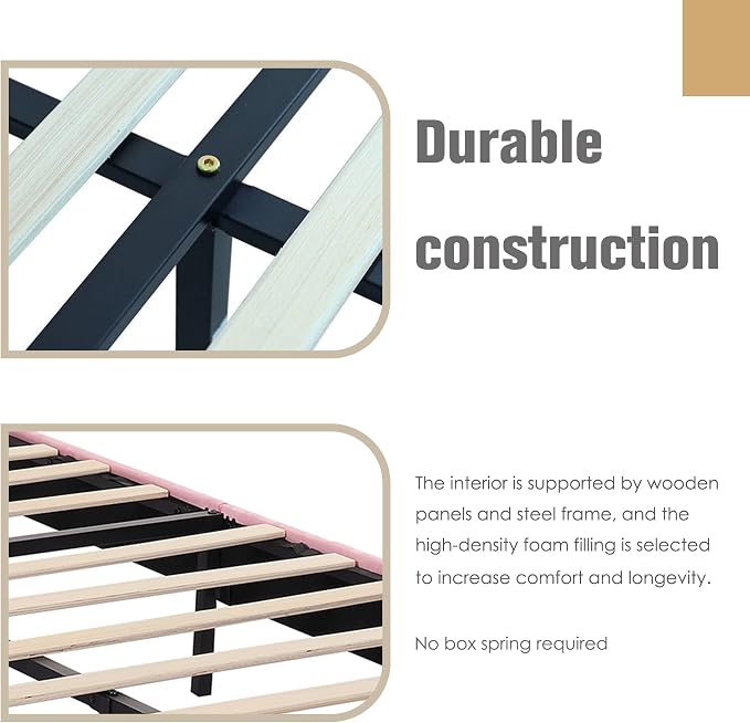 AGARTT Upholstered Platform Bed Frame Full Size - Image 5