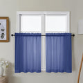 Gwine Royal Blue Sheer Curtains 30 Inch Length, Short Light Filtering Voile by Gwine