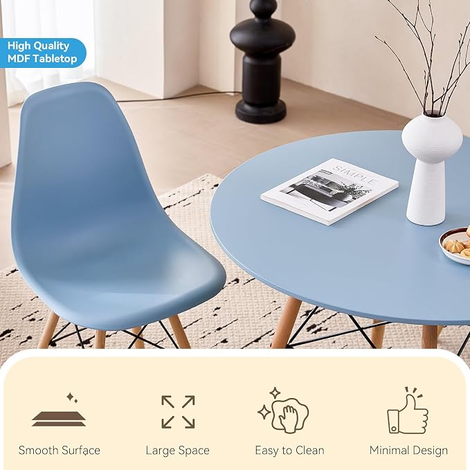 5-Piece Round Dining Table Set, Small 35.5" Kitchen Table Chairs Set of 4 Space - Image 3