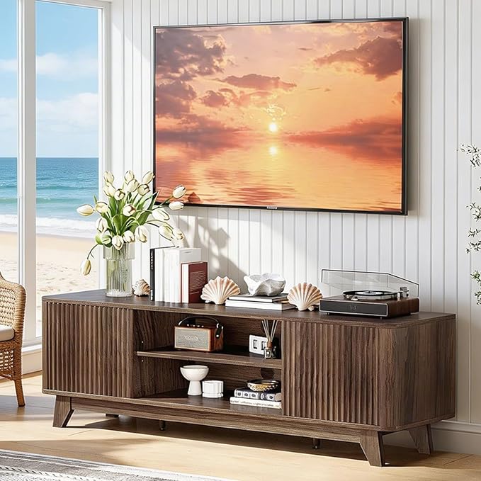 VINGLI 58.6" TV Stand up for 70 Inch TV, Mid Century Entertainment Center - Image 6