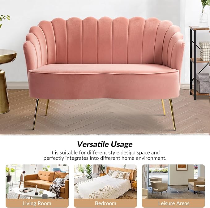 HULALA HOME Velvet Loveseat Sofa - Image 5