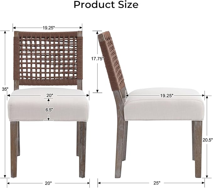 LZAREAL Farmhouse Dining Chairs Set of 6 Linen Fabric Upholstered Accent Side - Image 3