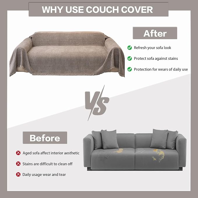 DREAMINGO Chenille Sofa Cover Washable Pet Couch Protector Cover Textured Couch - Image 5