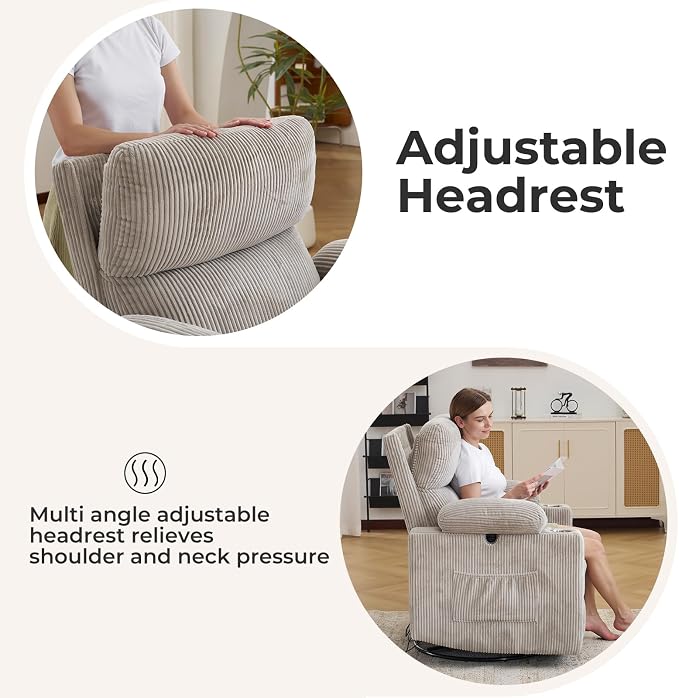 Oversized Power Recliner Chair Swivel Glider - Image 7