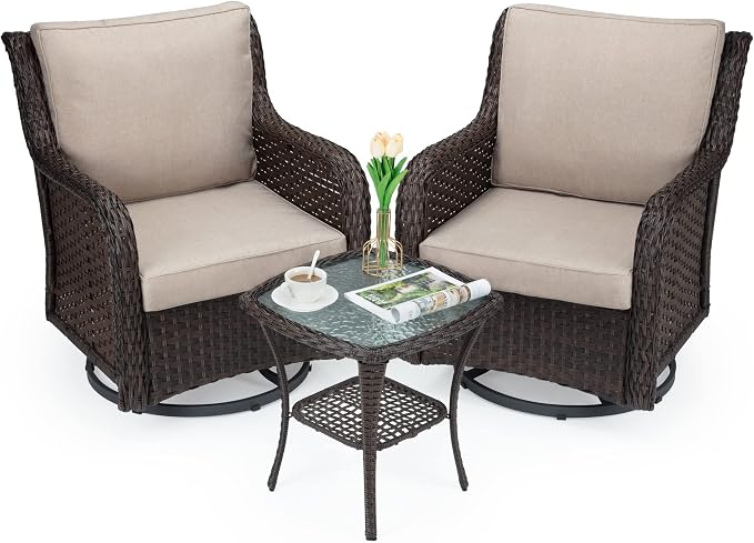 Towallmark Outdoor Swivel Wicker Glider Patio Chairs - Image 9