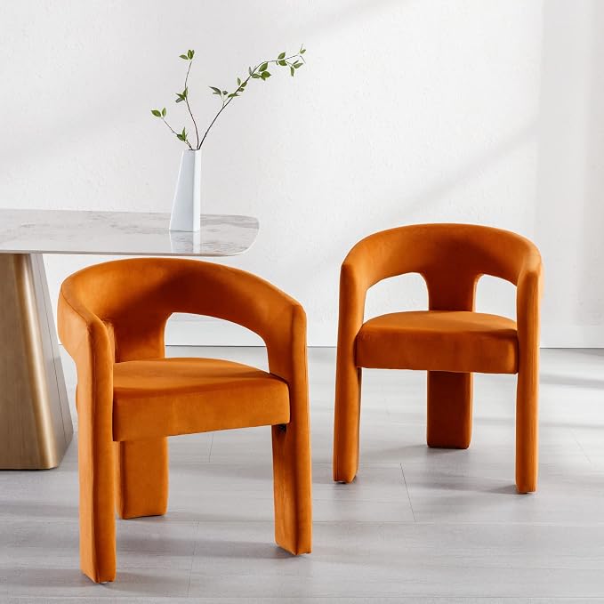 BESTANO Set of 3 Modern Velvet Fabric Upholstered Dining Chairs - Image 2