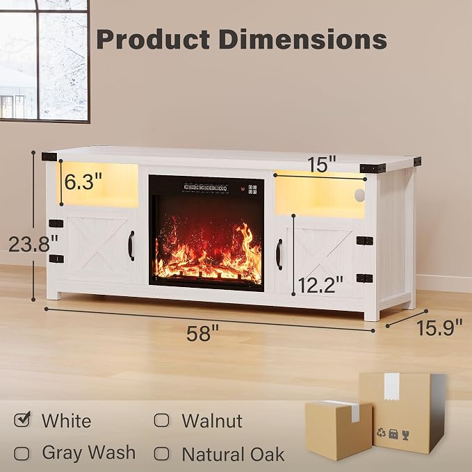 YESHOMY LED Fireplace TV Stand - Image 6