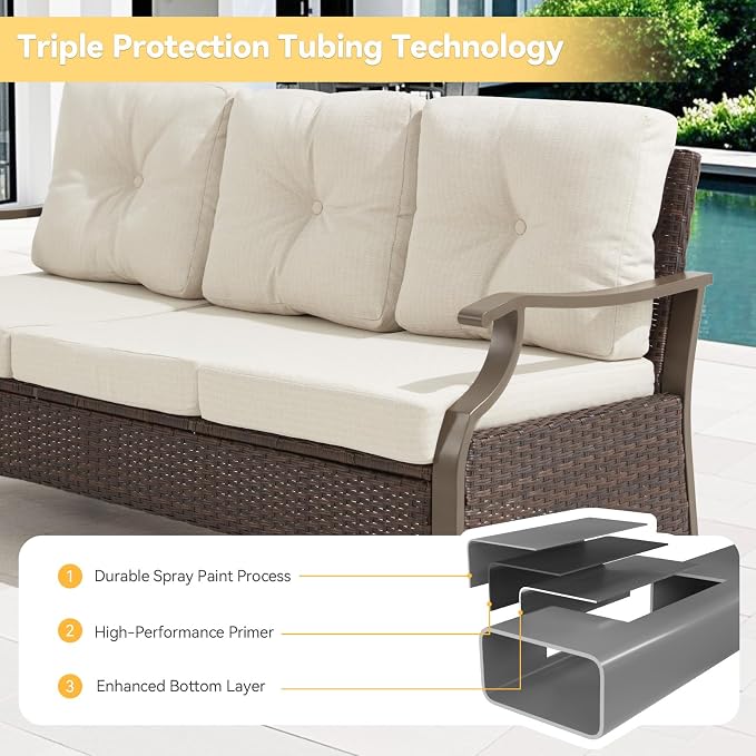 Outdoor Patio Furniture Set, 6 Pieces Outdoor Conversation Sets - Image 4