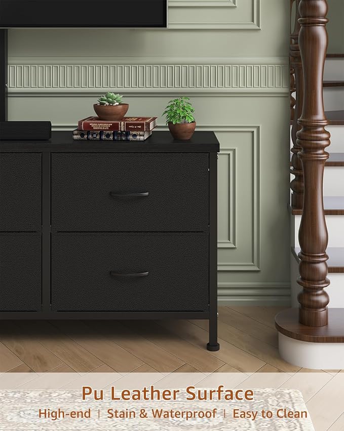 TV Stand with Mount, Fabric Dresser with 6 Drawers - Image 6