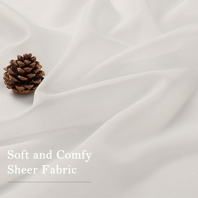 Lecloud Ivory Sheer Curtains 84 Inches Long 2 Panels, Solid Airy Voile Extra - Image 8