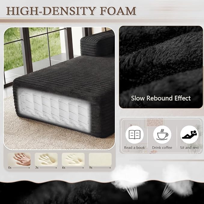 95" Cloud Sectional Couch U-Shaped Chaise - Image 4