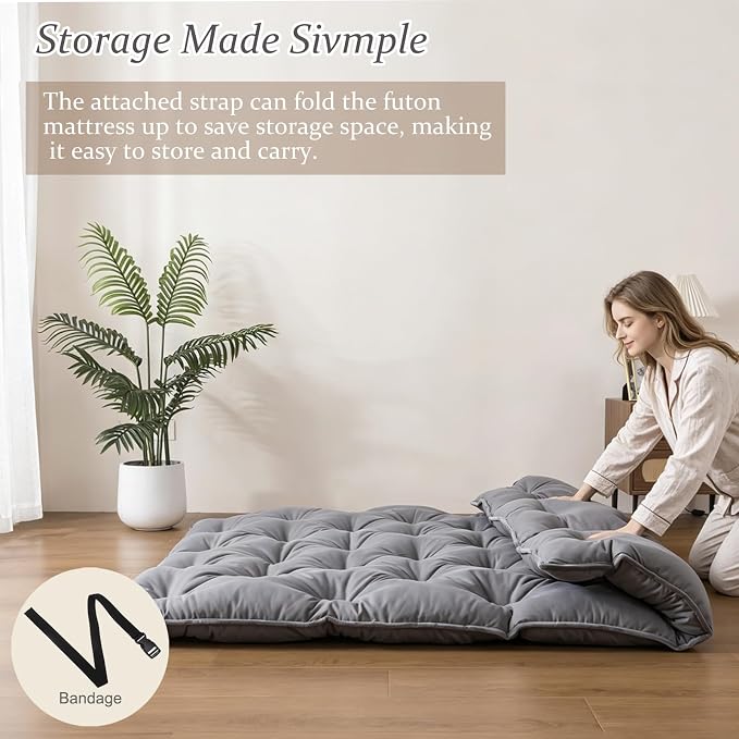 SHOUREN Japanese Futon Mattress Floor Mattress 3" Tatami Mat, Shredded Memory - Image 2