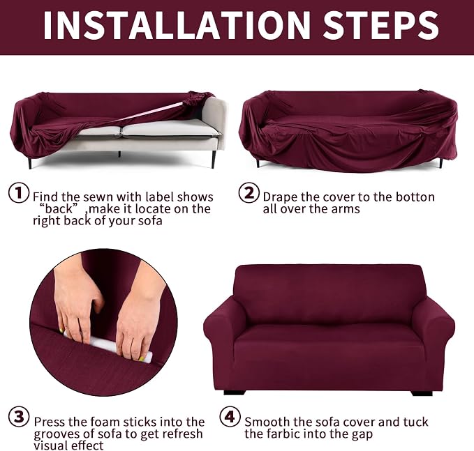 Peryiter 3 Pcs Couch and Loveseat Covers Set Sofa Cover - Image 3