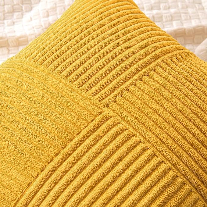 MIULEE Mustard Yellow Decorative Lumbar Throw Pillow Covers 12x20 Inch - Image 2