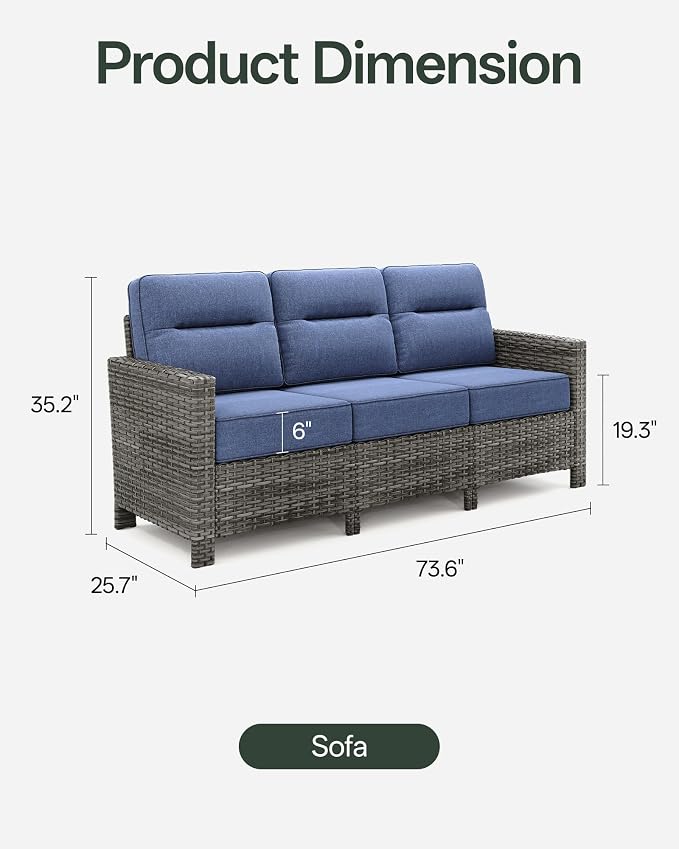 Luxury Outdoor Furniture, 6-Inch Thick Cushion Patio Sofa, Oversized Comfort - Image 2