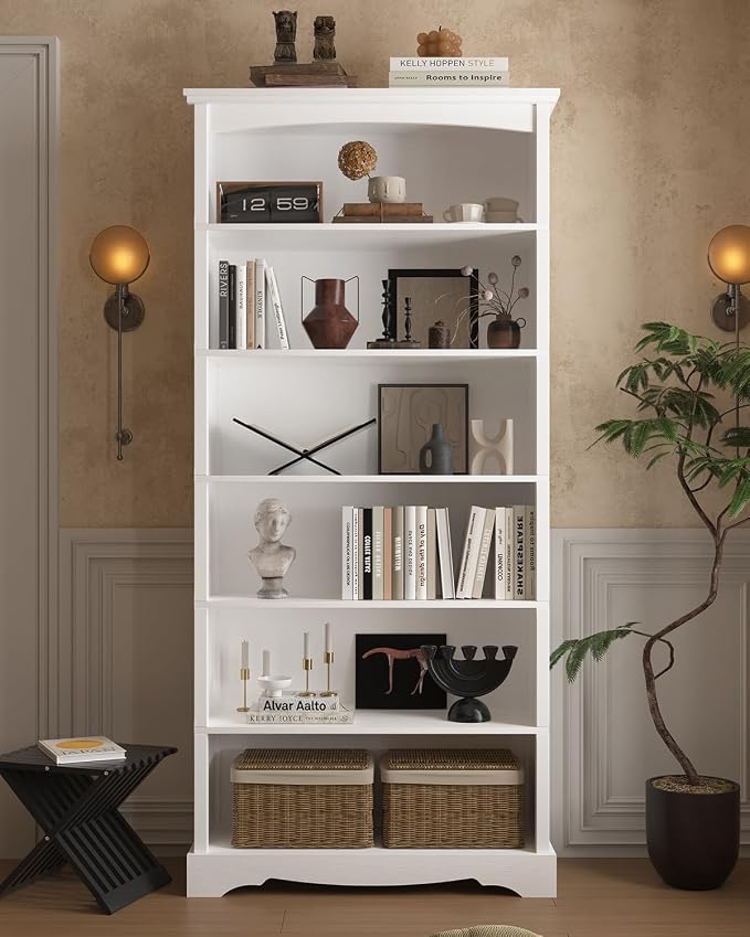TVU 6-Tier Wooden Bookshelf, 76 Inch Tall Bookshelf - Image 9