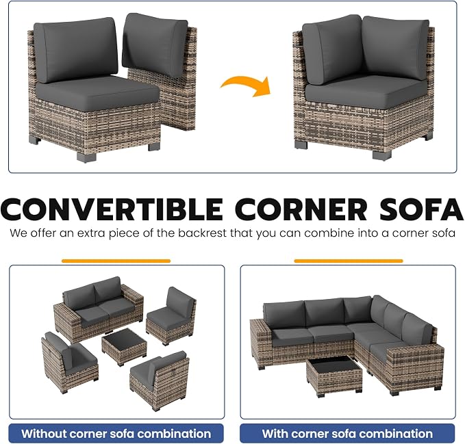 Patio Furniture Set, Wide Armrest Outdoor Furniture Set - Image 6