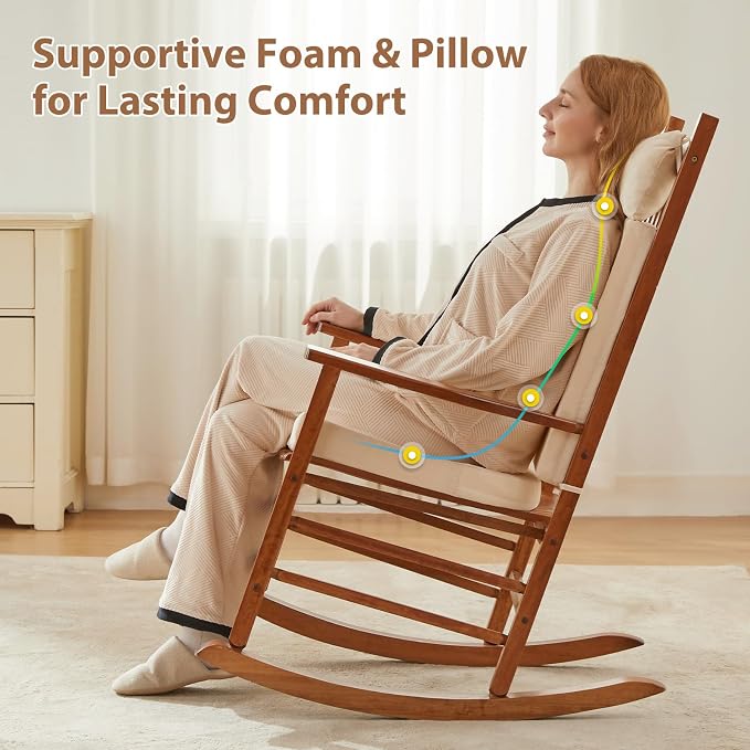 Waterproof Rocking Chair Cushions Outdoor & Indoor, Wooden Rocking Chair Pads - Image 2