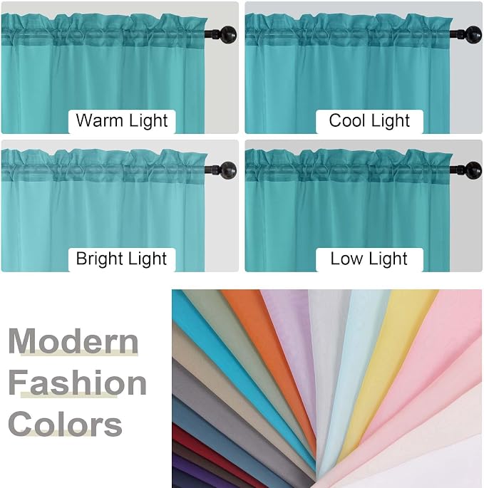 Turquoise Sheer Curtains 84 Inches Long 2 Panels, Soft Airy Light Filtering - Image 6