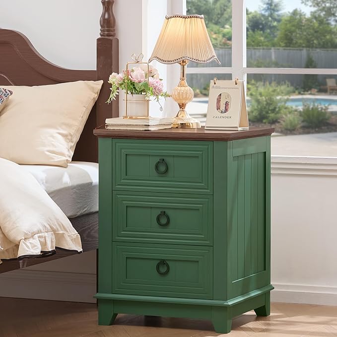Joaxswe Farmhouse Night Stand Set of 2, Sofa Bed Side Table Chest of Drawers - Image 2