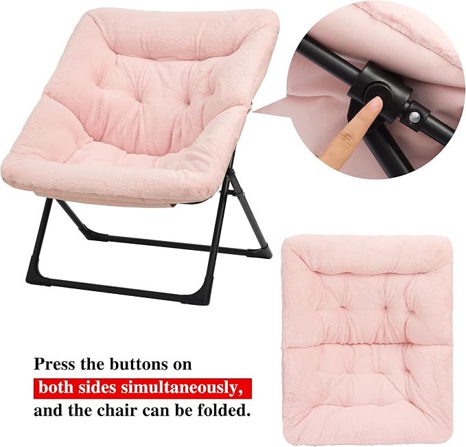 Comfy Saucer Chair for Adults, Soft Faux Fur Bedroom Chair - Image 7