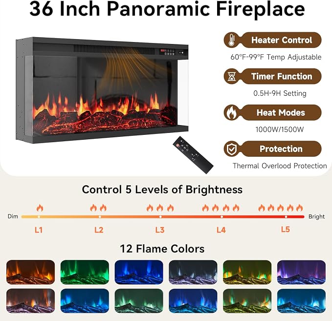 63" Farmhouse TV Stand with Fireplace - Image 4