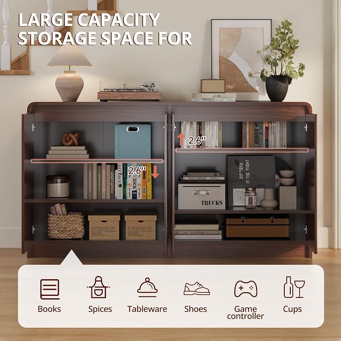 FURSUN 61" Modern Fluted Sideboard Buffet Cabinet - Image 3