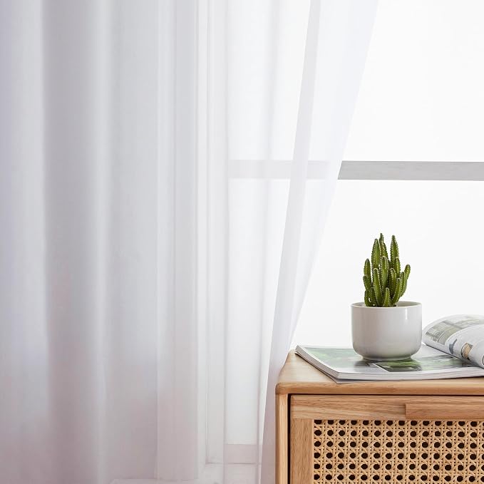 Aiyufeng 2 Pack: Basic White Sheer Curtain Drapes - Image 5