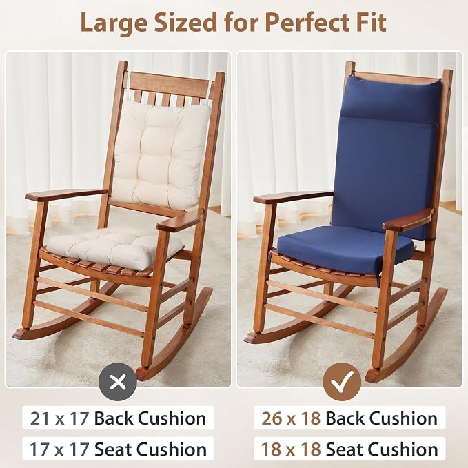 Waterproof Rocking Chair Cushions Outdoor & Indoor, Wooden Rocking Chair Pads - Image 4