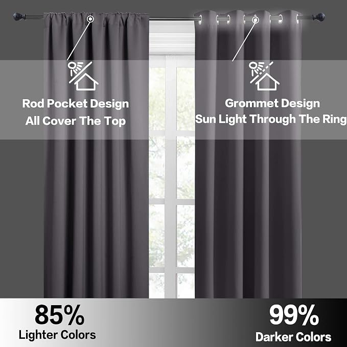 RYB HOME Blackout Curtains for Bedroom 84 inches Long 2 Panels Set, Privacy - Image 6