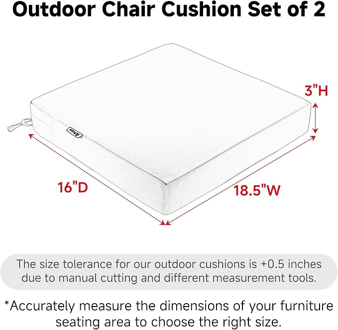 Favoyard Patio Chair Cushions 18.5 x 16 x 3 Inch Waterproof Outdoor Seat - Image 2