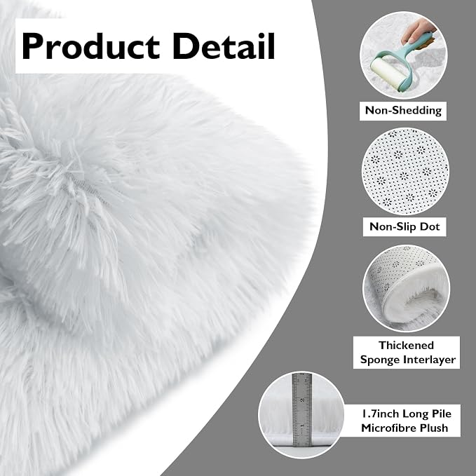 yulidayang White Fluffy Round Area Rugs - Image 4