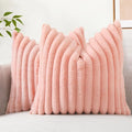 decorUhome Summer Cozy Faux Fur Throw Pillow Covers 20x20 Set of 2 Decorative by decorUhome