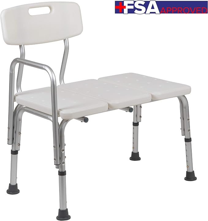 Flash Furniture HERCULES Series 300 Lb. Capacity Adjustable White Bath & Shower - Image 20