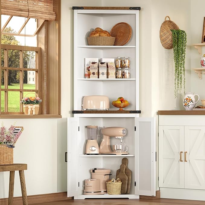 TEENFON Farmhouse Corner Cabinet, Bathroom Cabinet - Image 4