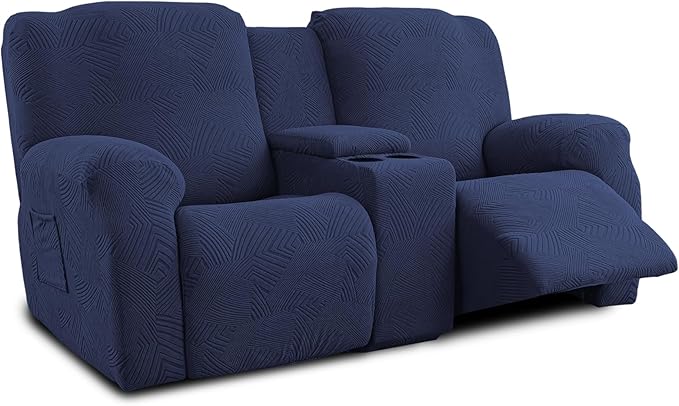 Recliner Loveseat Covers with Console, 6-Piece Stretch Geometric Strokes by Unknown