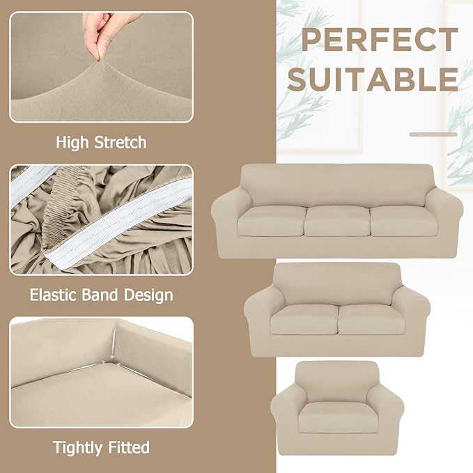 HunnmingRe Sofa Covers for 3 Cushion Couch Stretch Sofa and Loveseat Covers Set - Image 4