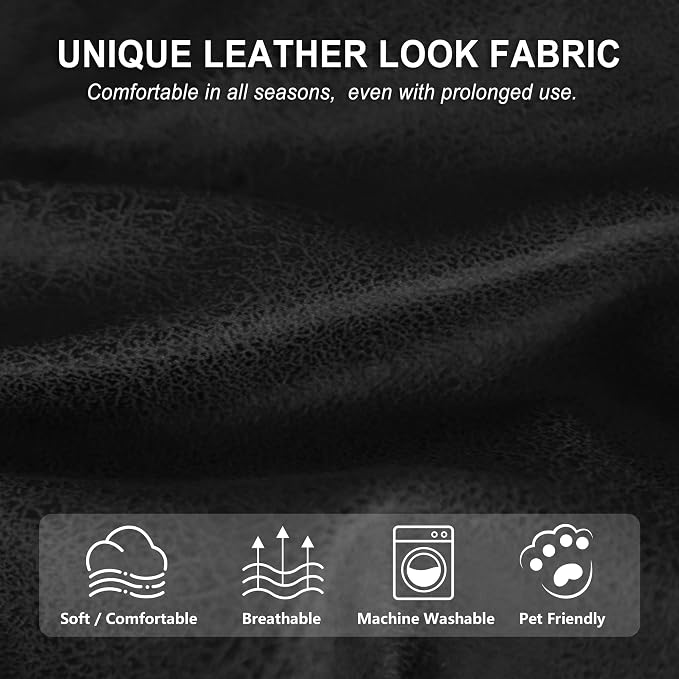ANARACHON Leather Look Recliner Chair Covers, 4-Pieces Stretch Recliner Cover - Image 4