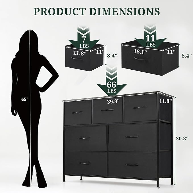 7-Drawer Dresser for Bedroom, Anti-Tip Wide Storage Organizer Fabric Chest of - Image 3