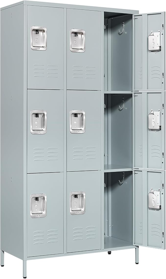 Metal Locker with 9 Doors Employees Locker, Metal Storage Locker with Hooks by Anxxsu